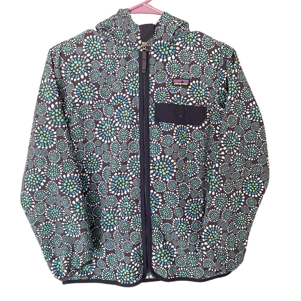 Patagonia Kids' Navy & Teal Floral Zip Hooded Jacket